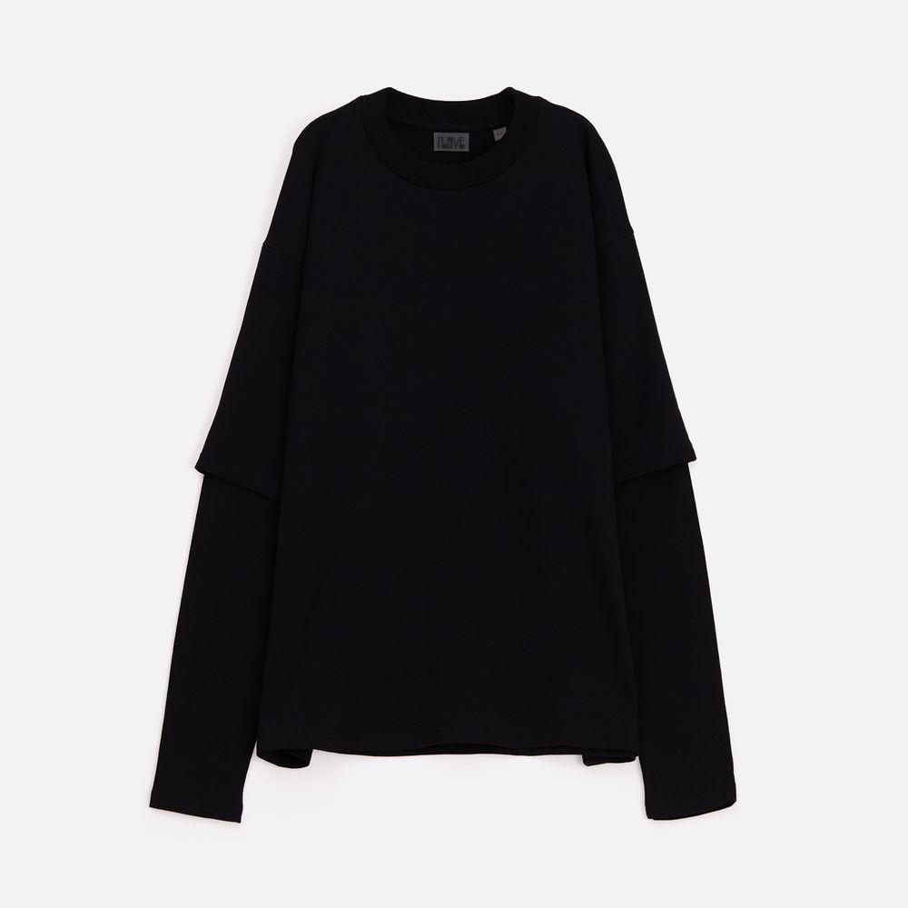 Футболка оверсайз с двойным рукавом Kosmos, черная-5