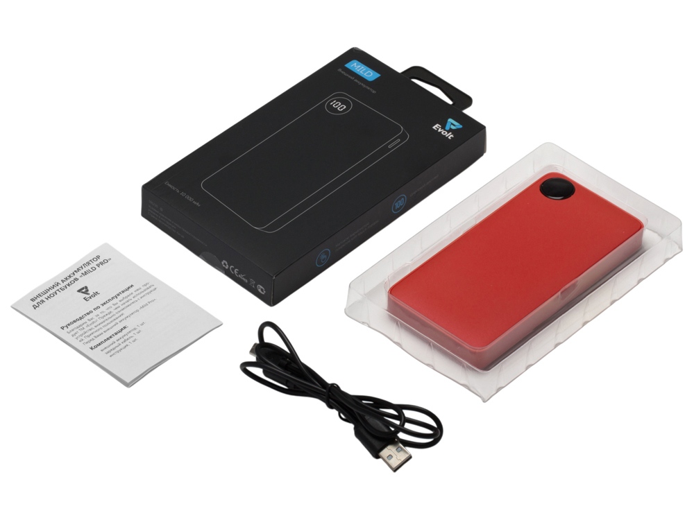 Внешний аккумулятор с дисплеем Mild, 10 000 mAh, красный-7
