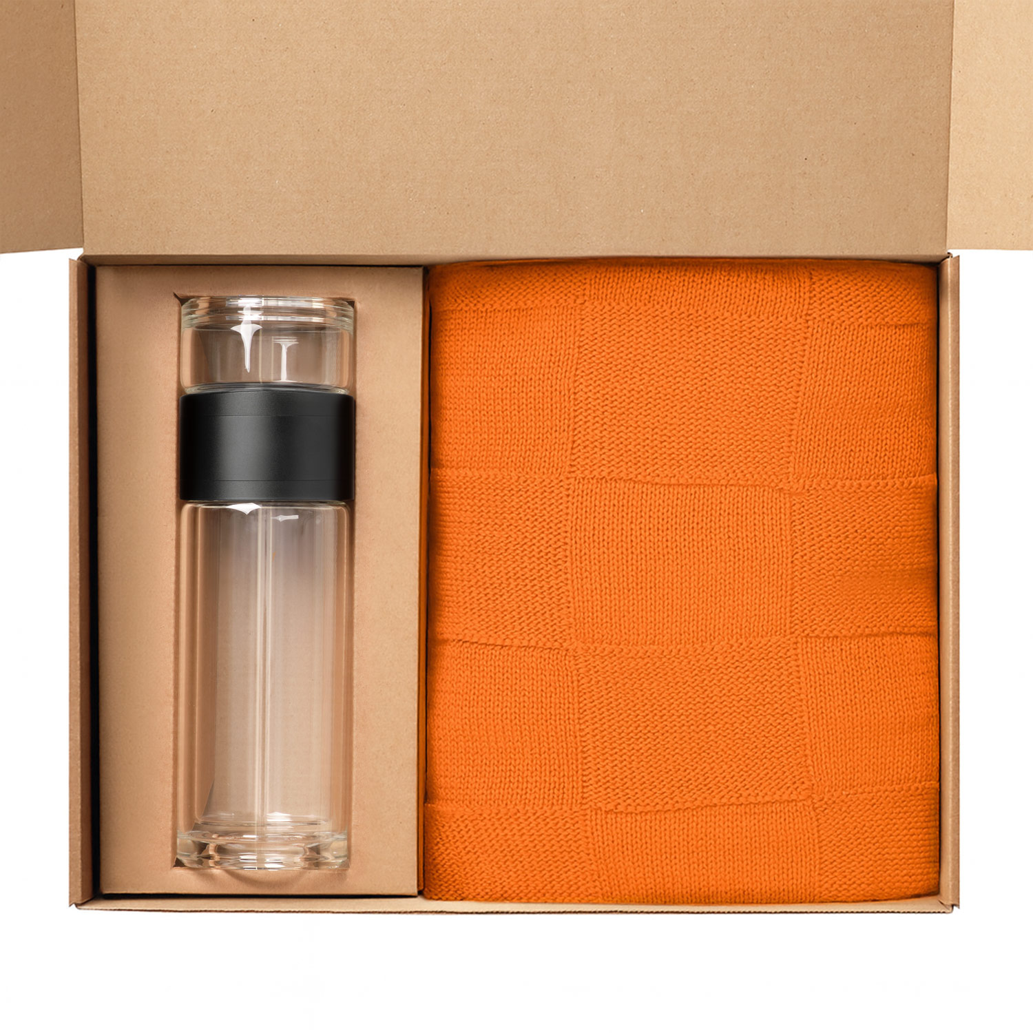 Подарочный набор Terso, Cella, оранжевый (плед, термобутылка)-1