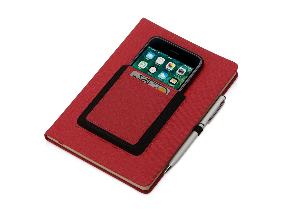 Блокнот Pocket 140*205 мм с карманом для телефона, красный-1