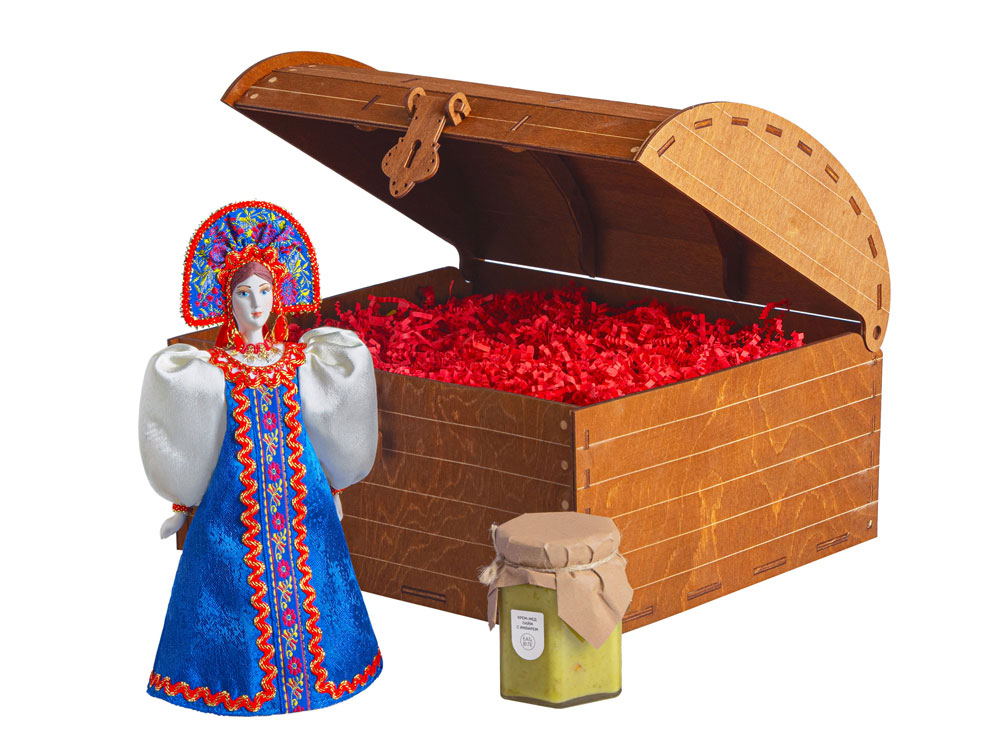 Подарочный набор: кукла фарфоровая, крем-мед, красный-2