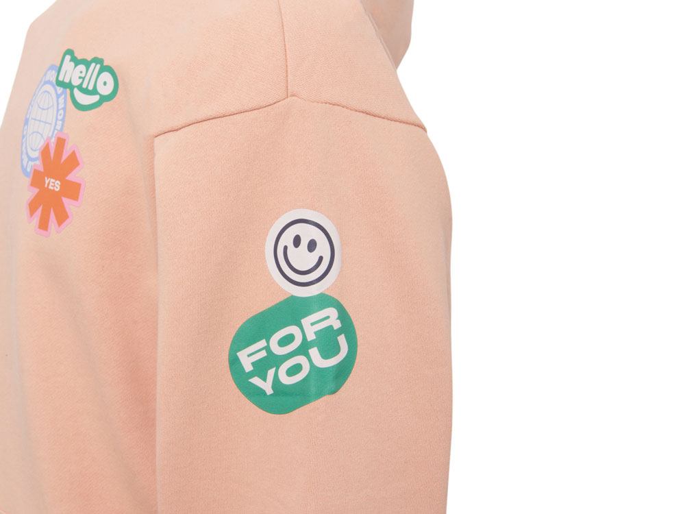 Толстовка с капюшоном оверсайз Berlin унисекс, лососевый, ДТФ, бренд тайп и лейбл-7