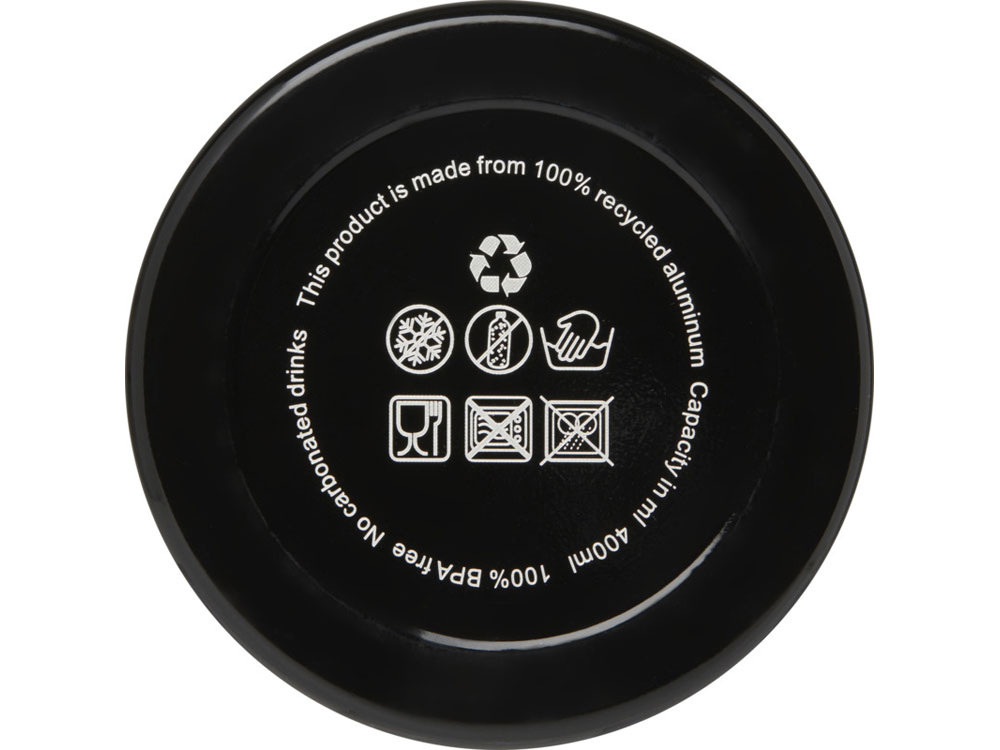 Бутылка для воды с карабином Oregon, объемом 400 мл, сплошной черный-2