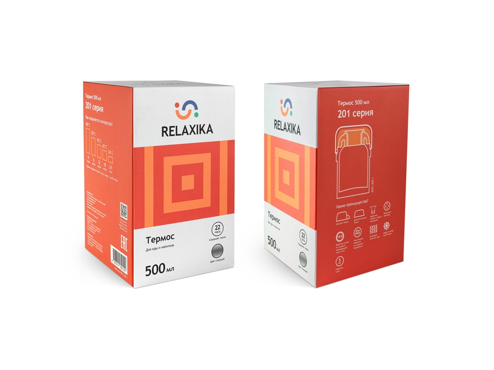 Термос универсальный (для еды и напитков) Relaxika 201, 500 мл, стальной-13
