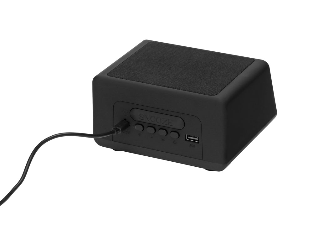 Беспроводная колонка с часами и функцией беспроводной зарядки Sentry, черный-3