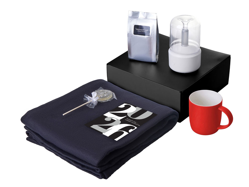 Подарочный набор с пледом, увлажнителем и кружкой, красный-1