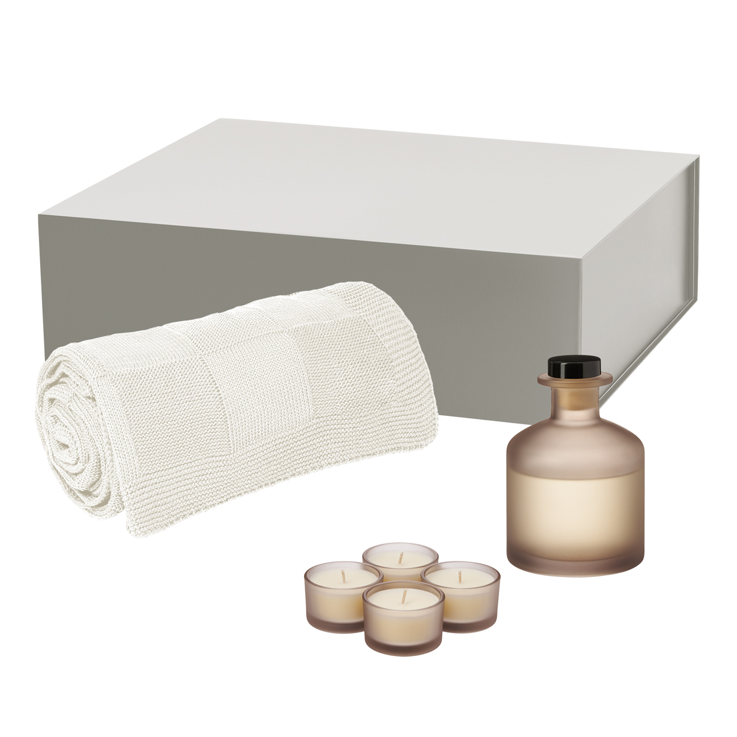Подарочный набор Сенто (Sento), Селла (Cella), бежевый (свеча, диффузор, плед)-0