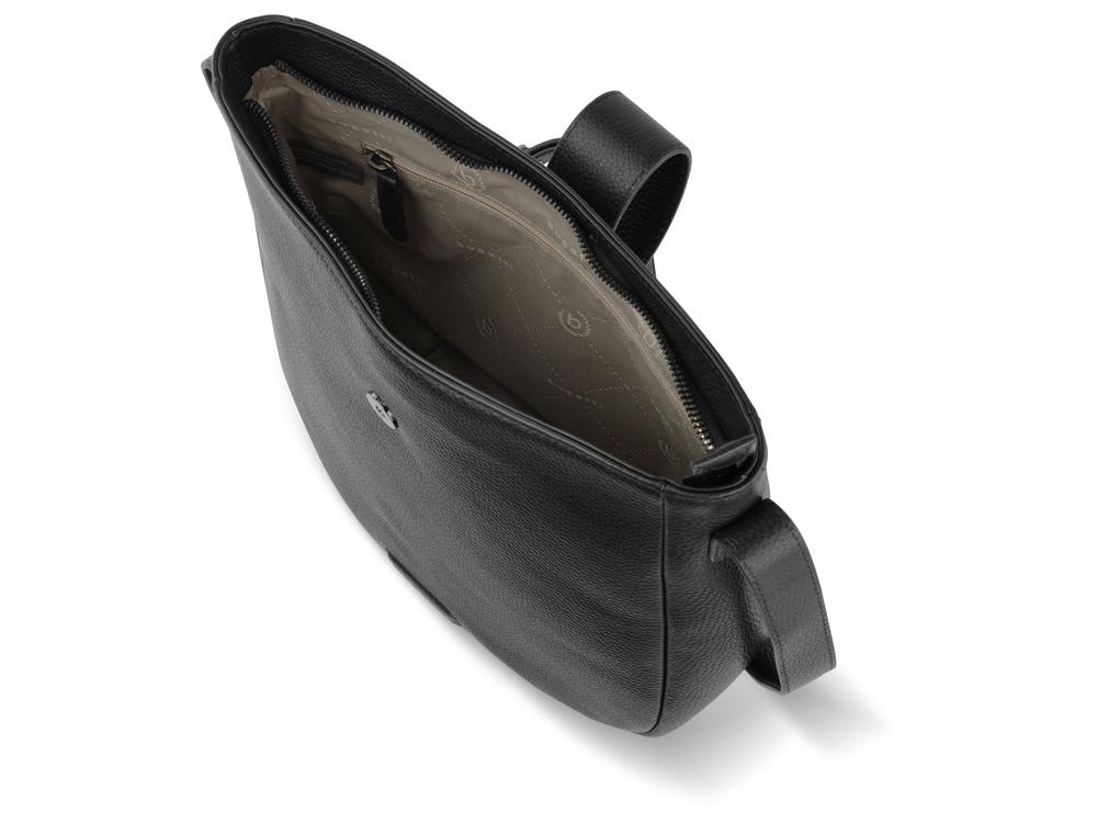 Сумка женская BUGATTI Elsa, чёрная, воловья кожа/полиэстер, 29х8х27 см-4