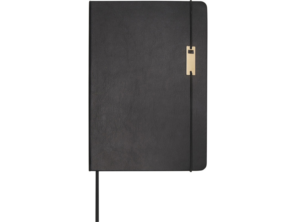 Legato блокнот формата А5 с набором из шариковой ручки и ручки-роллера - сплошной черный-1