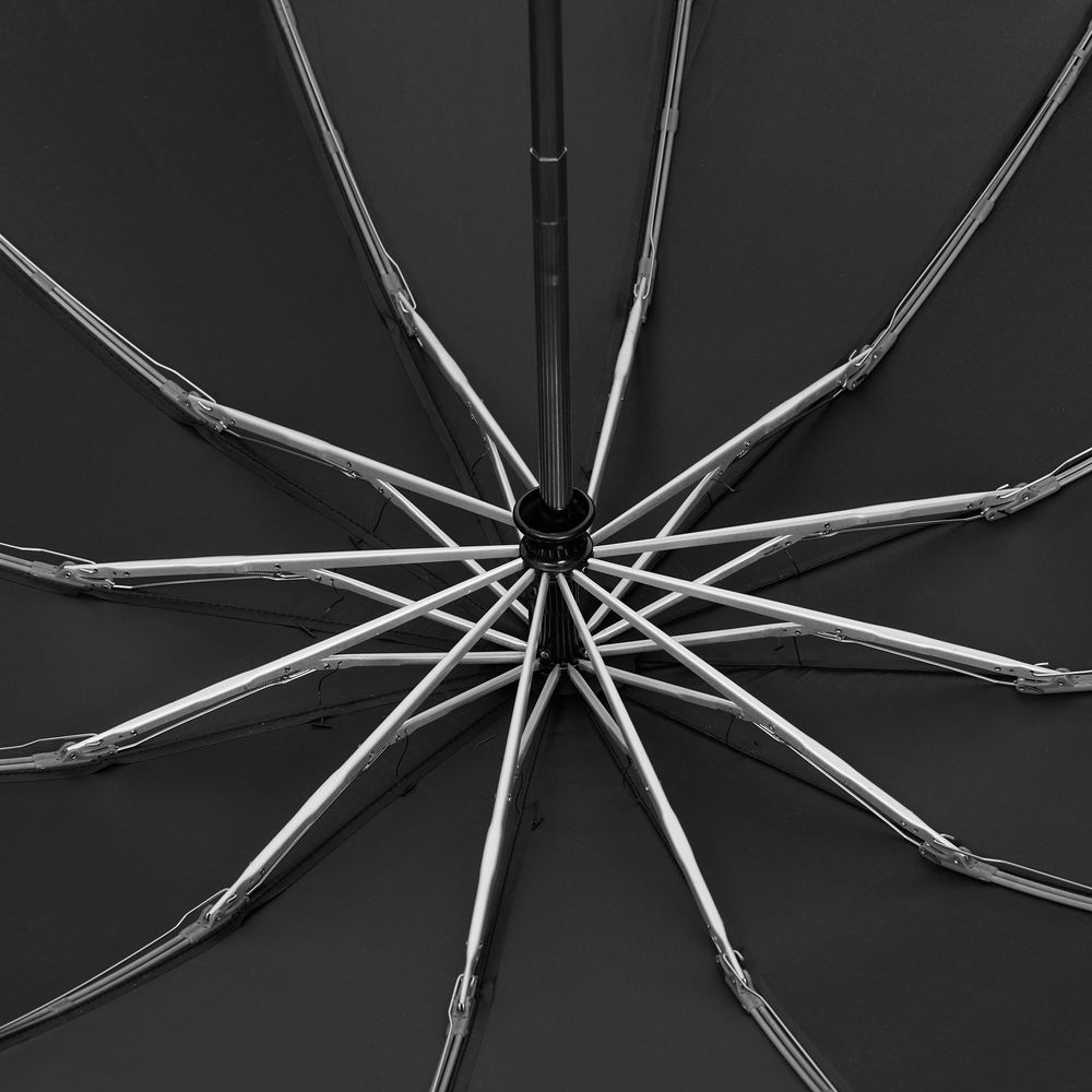 Зонт обратного сложения inLoop с ручкой-карабином, черный-2