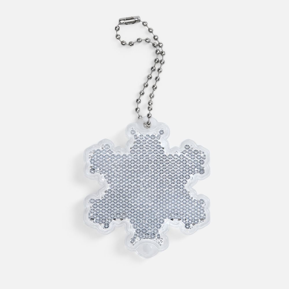 Пешеходный светоотражатель с цепочкой «Снежинка», белый-0