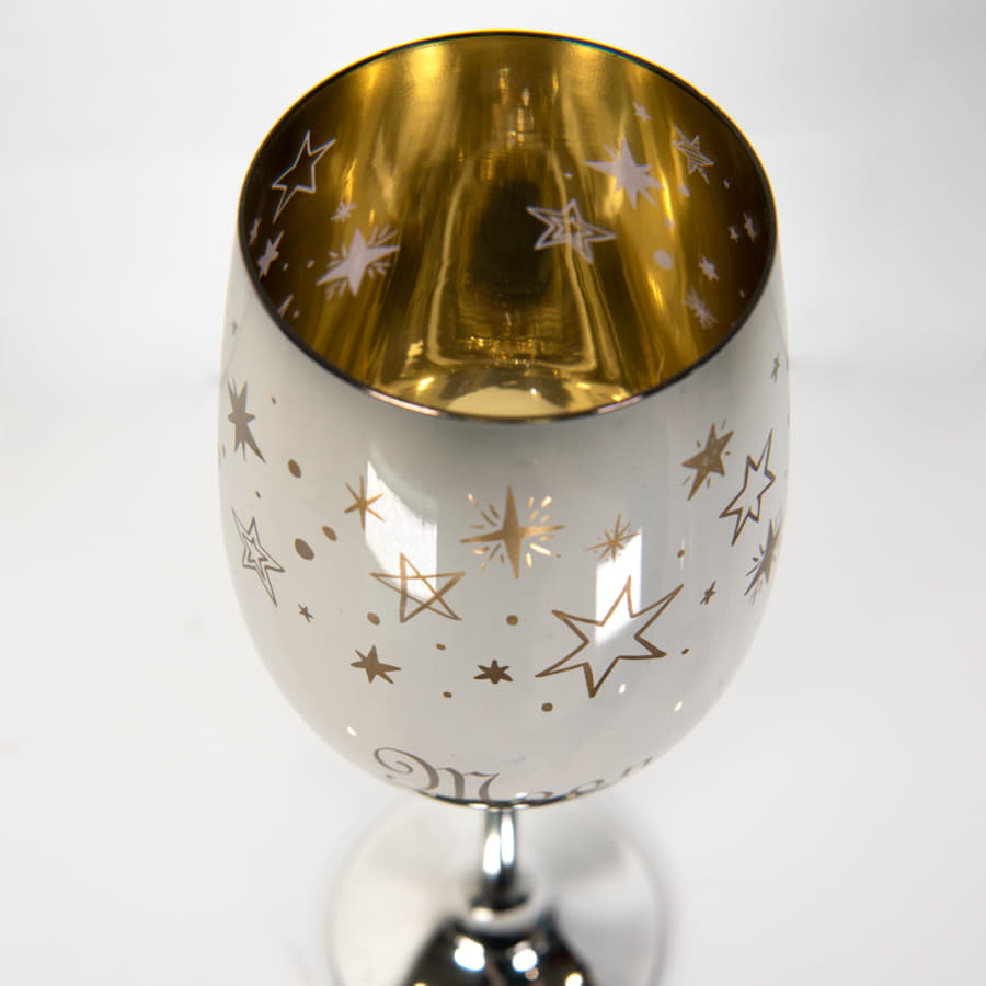 Бокалы для вина 2 штуки MOONSUN, золотой и серебяный, 22,5х24,8х11,9см, стекло, серебристый, золотистый-2