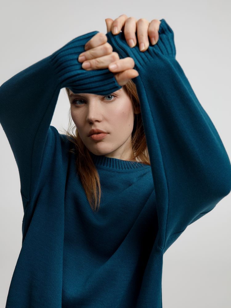 Джемпер оверсайз унисекс Stated в сумке, синий (морская волна)-3