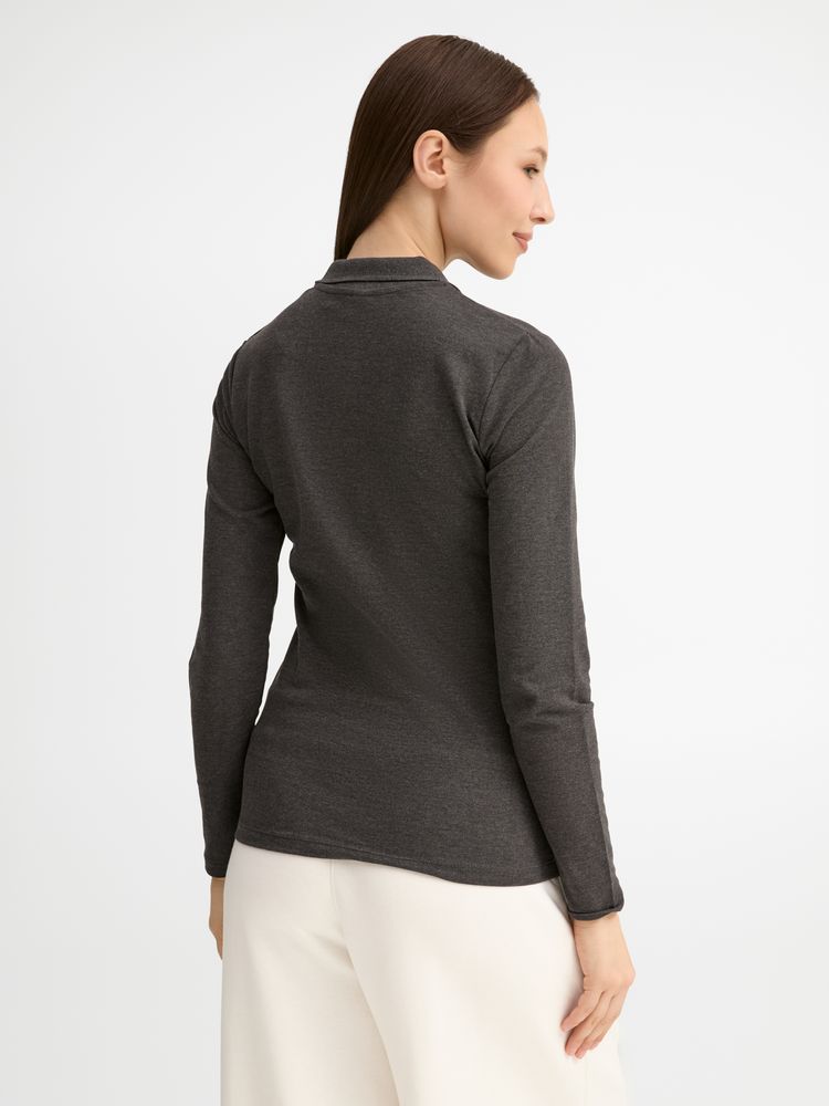 Рубашка поло женская с длинным рукавом Perfect LSL Women, черный меланж-3