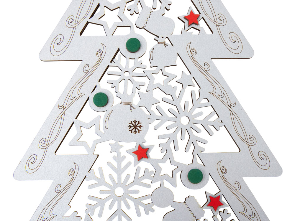 Шкатулка из фанеры в виде елки Firytale , серебристая-5