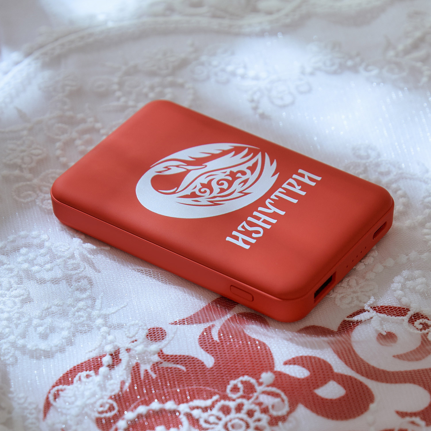 Внешний аккумулятор Ларго PD (Largo PD) 5000mAh с функцией беспроводной зарядки 15W, красный-13