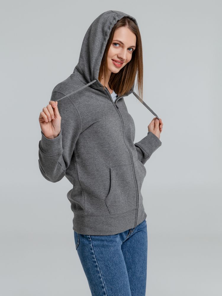 Толстовка на молнии с капюшоном унисекс King, темно-серый меланж-8