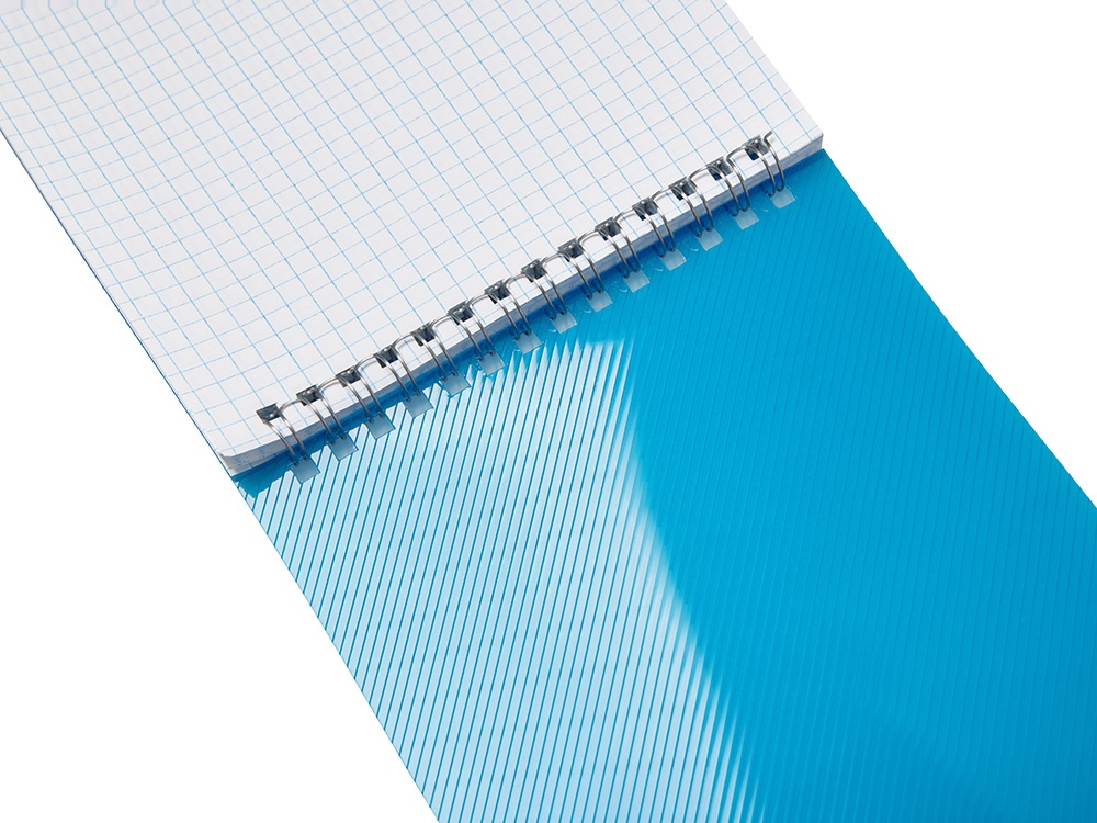 Блокнот на пружине в пластиковой обложке А5, синий-4