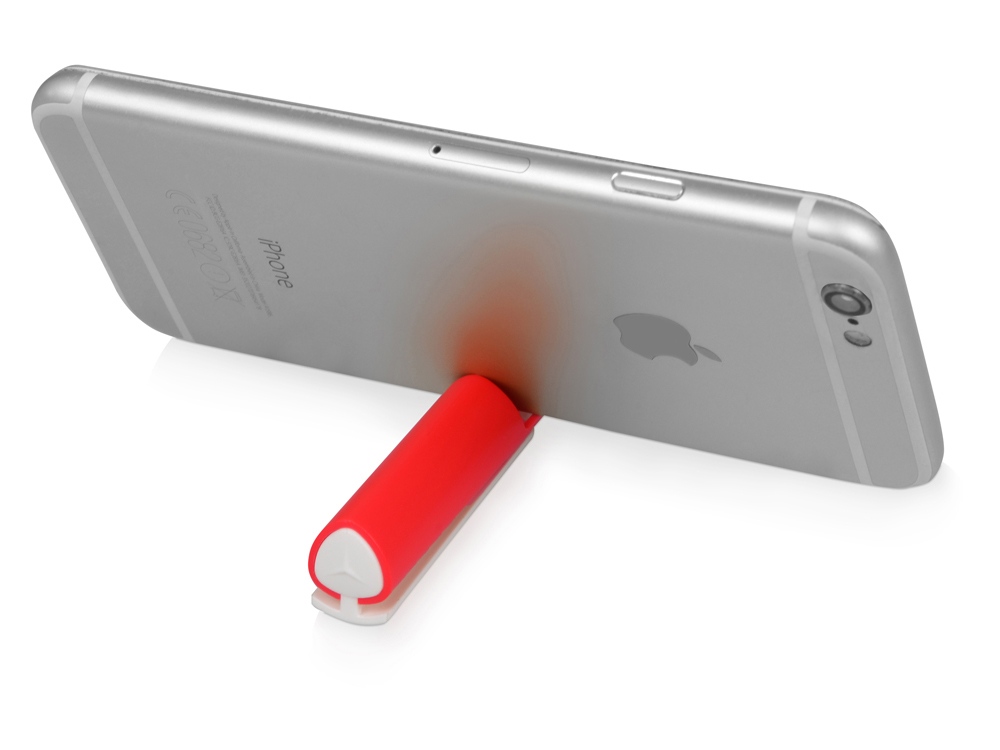 Ручка пластиковая шариковая трехгранная Nook с подставкой для телефона в колпачке, красный/белый-6