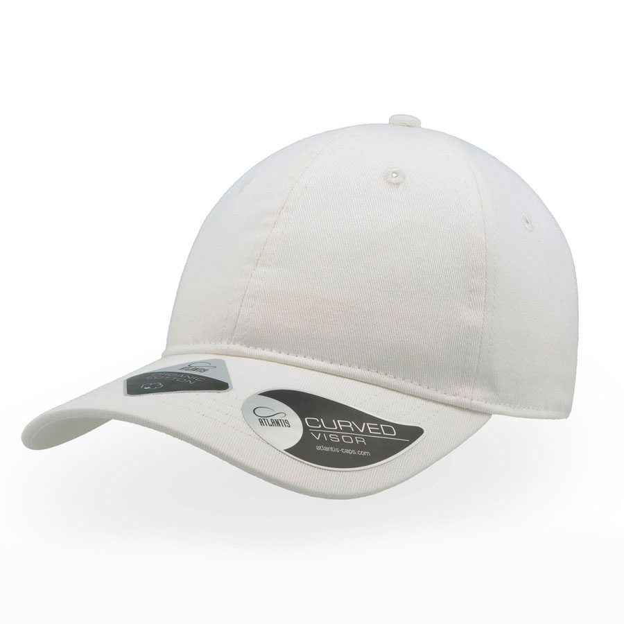 Бейсболка с NFC-меткой в козырьке GREEN CAP 265 из органического хлопка , белый-0