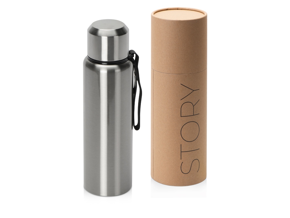 Вакуумный термос Story, тубус, серебристый-0