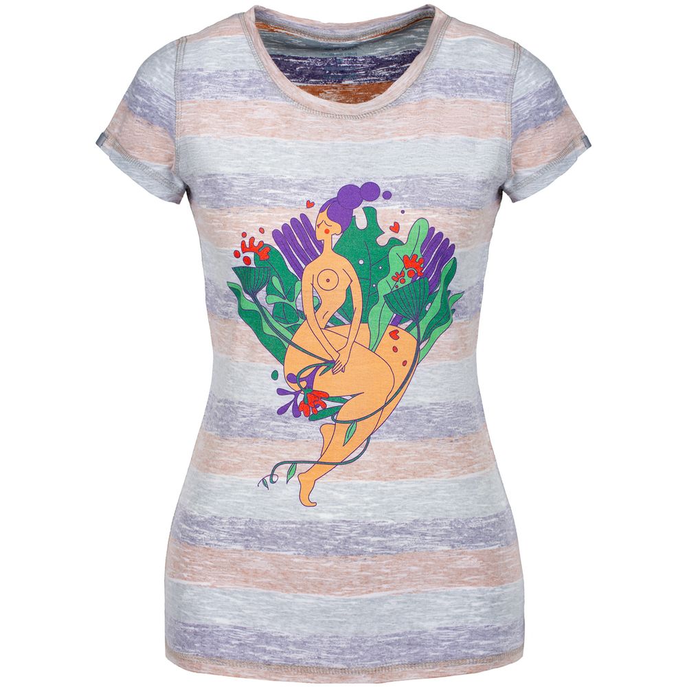 Футболка женская «Амазонка» двусторонняя, оранжевая с фиолетовым-0