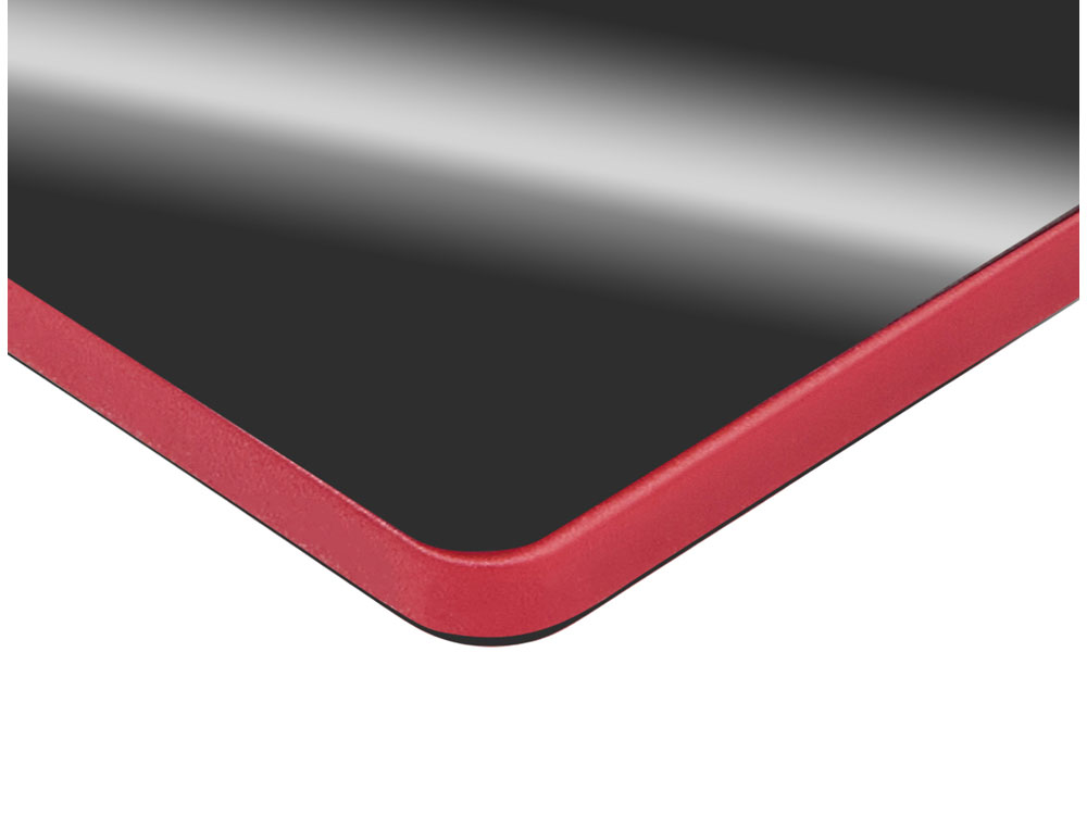 Металлический брелок с пластиковой цветной вставкой SteelPop Rct, серебристый с красным-2