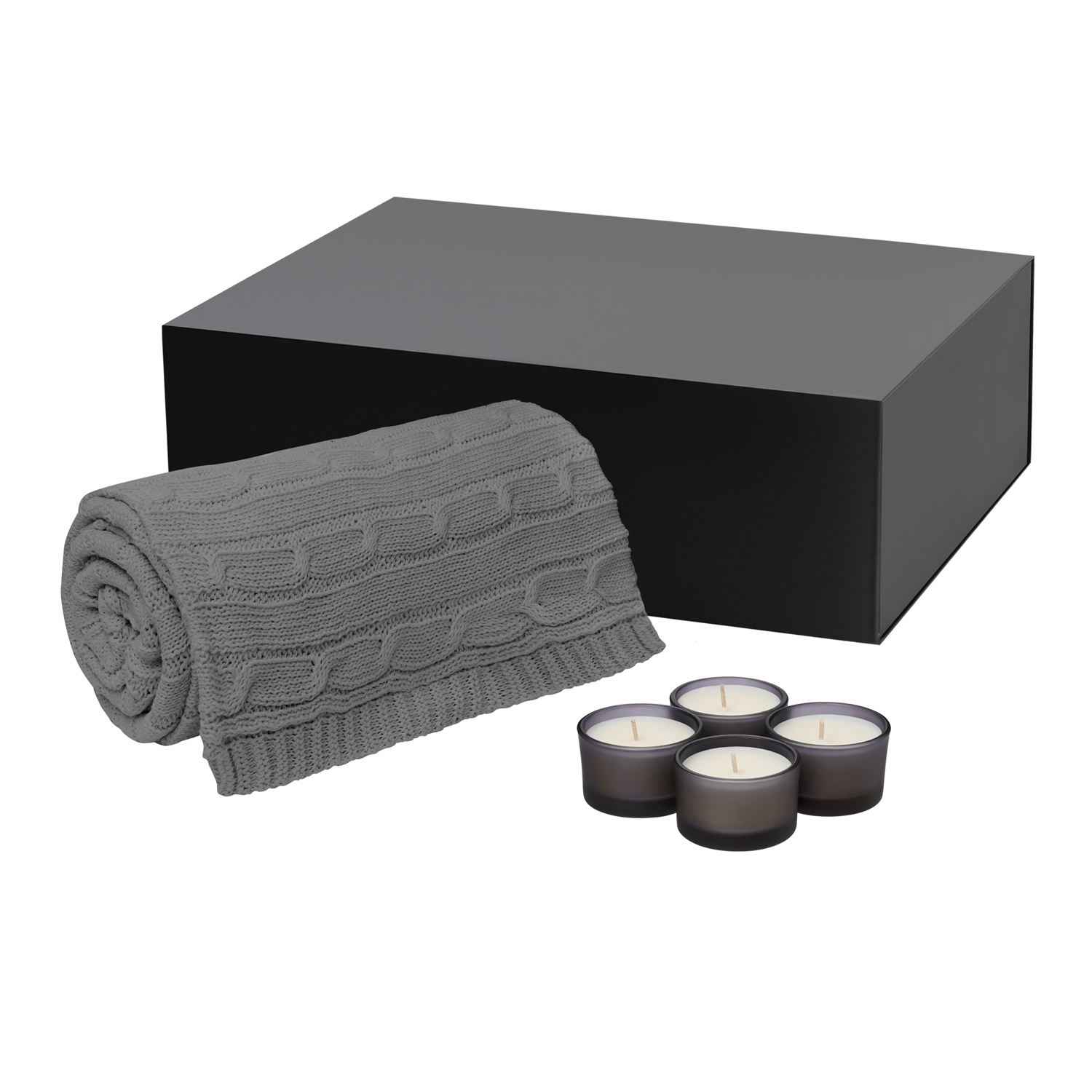 Подарочный набор Sento, Fado, серый (свеча, плед)-0