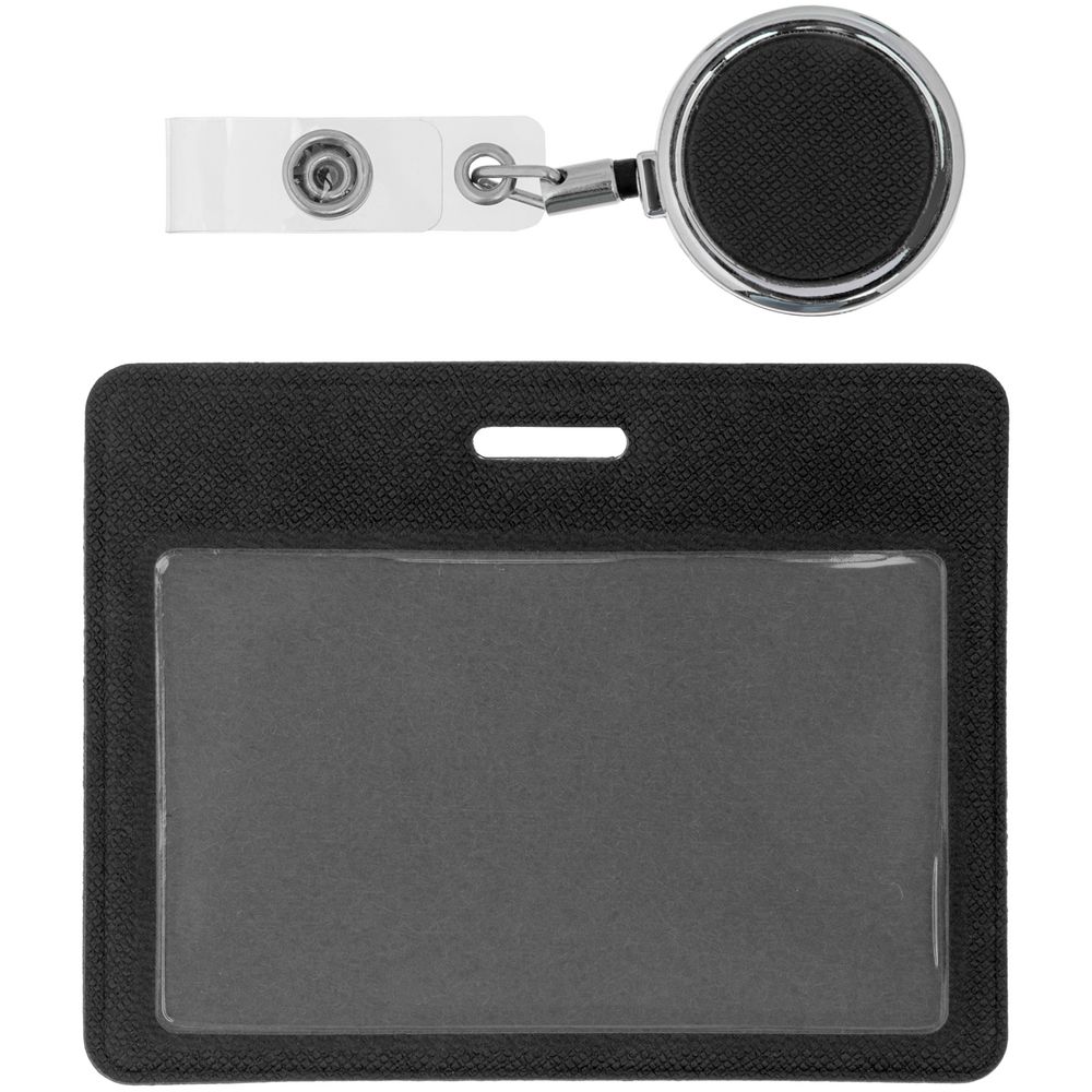 Чехол для карточки с ретрактором Devon, черный-2