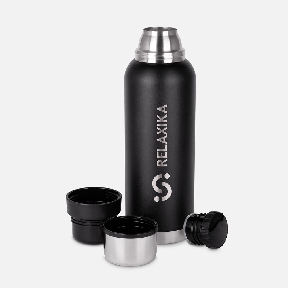 Термос Relaxika 1200 со стикерпаком, черный-2