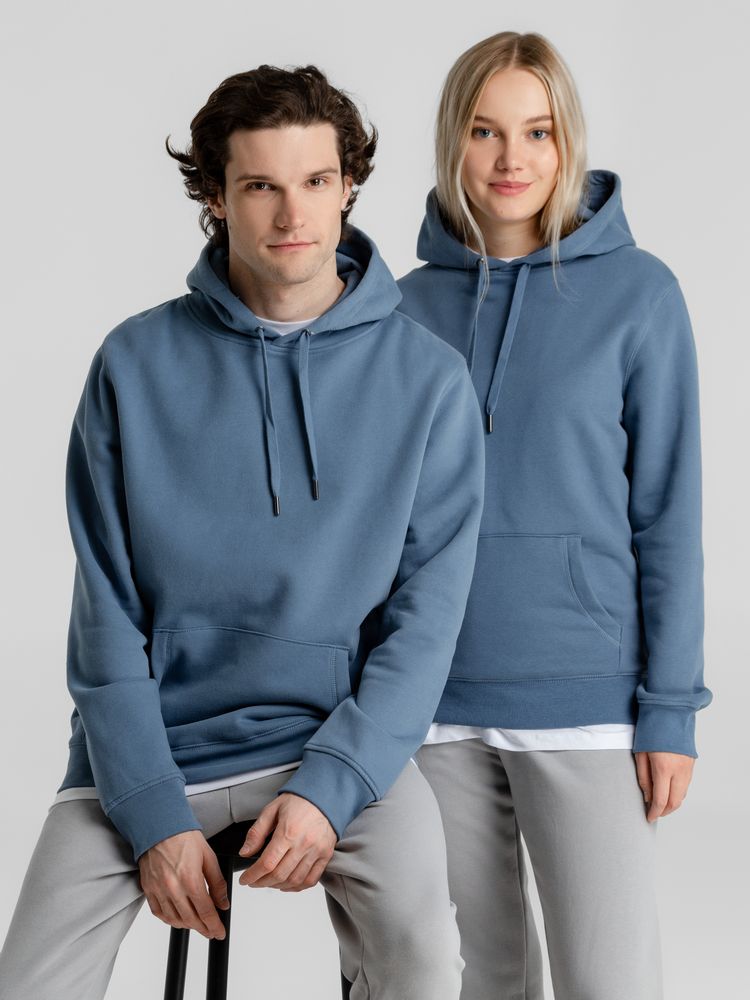 Толстовка с капюшоном унисекс King, серо-синяя-5