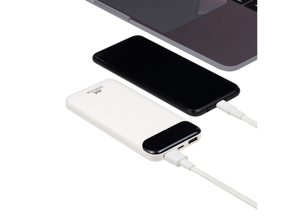RIVACASE VA2240 (10000mAh) с дисплеем, белый, внешний аккумулятор 12/48-13
