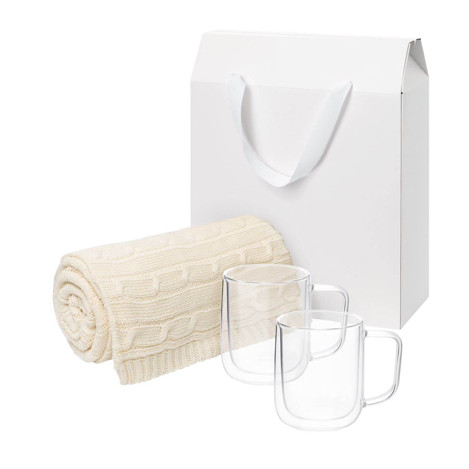 Подарочный набор Виора (Viora), Фадо (Fado) в белой коробке-пакете (2 кружки+плед)-0