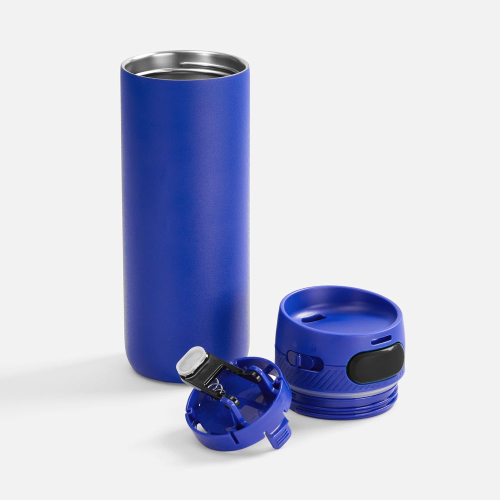 Термостакан X1 с цветной кнопкой, синий с черным-1