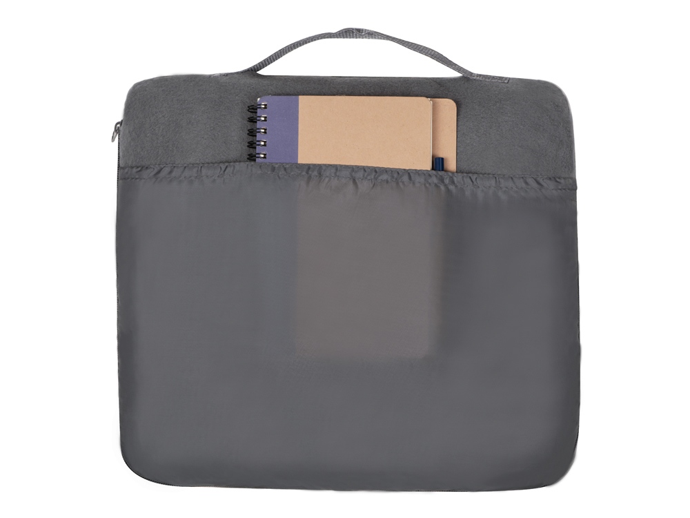 Плед для путешествий Flight в чехле с ручкой и карманом, серый-4