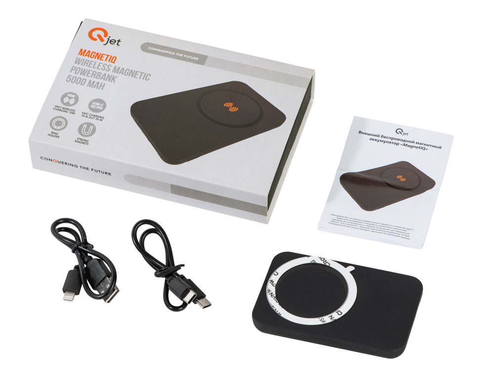 Магнитный беспроводной внешний аккумулятор MagnetIQ, 5000 mah, 10 W, черный-18