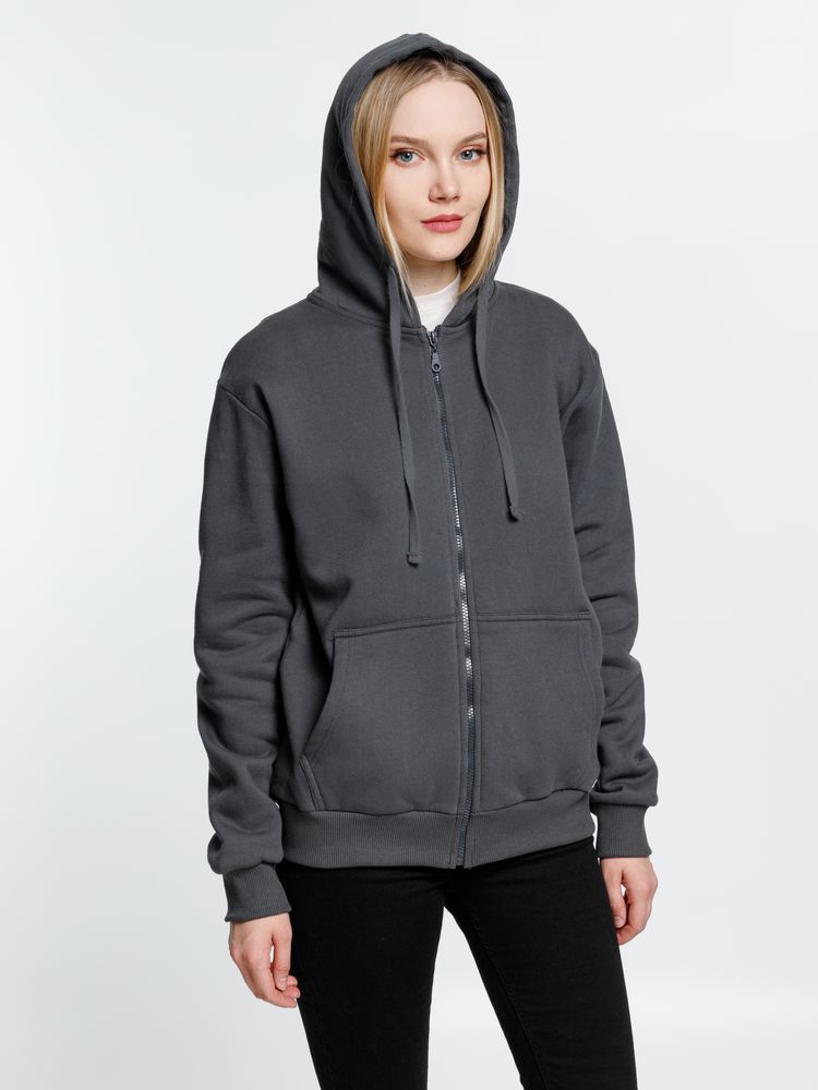 Толстовка на молнии с капюшоном Siverga Heavy 2.0, темно-серая (графит)-6