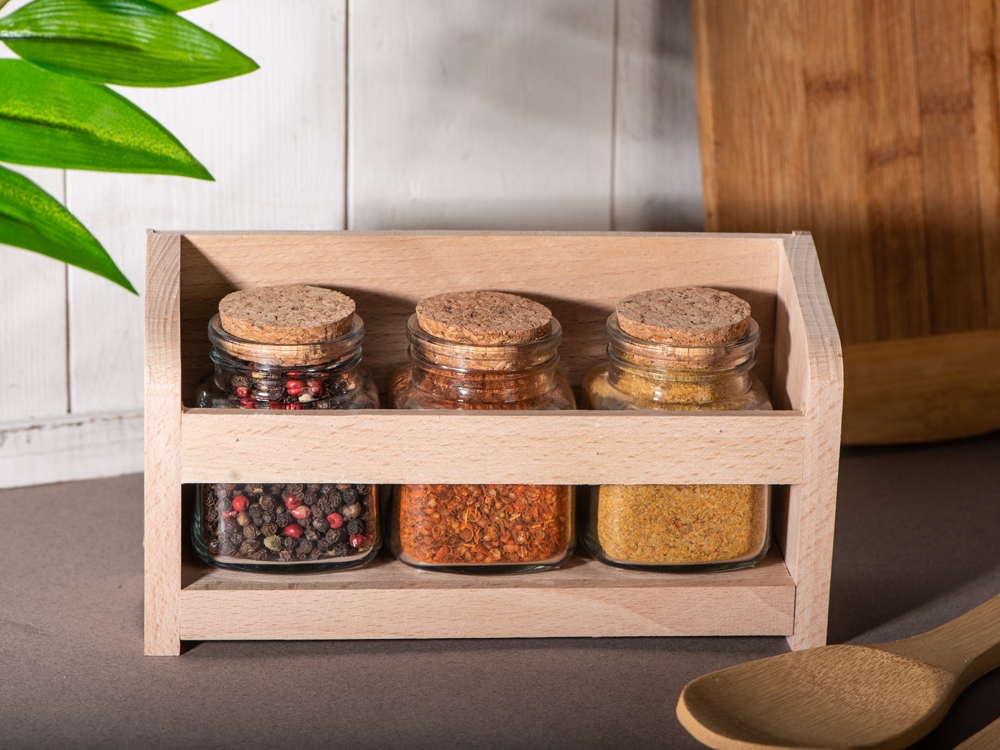 Набор Delicio из трех специй в подставке из бука-12