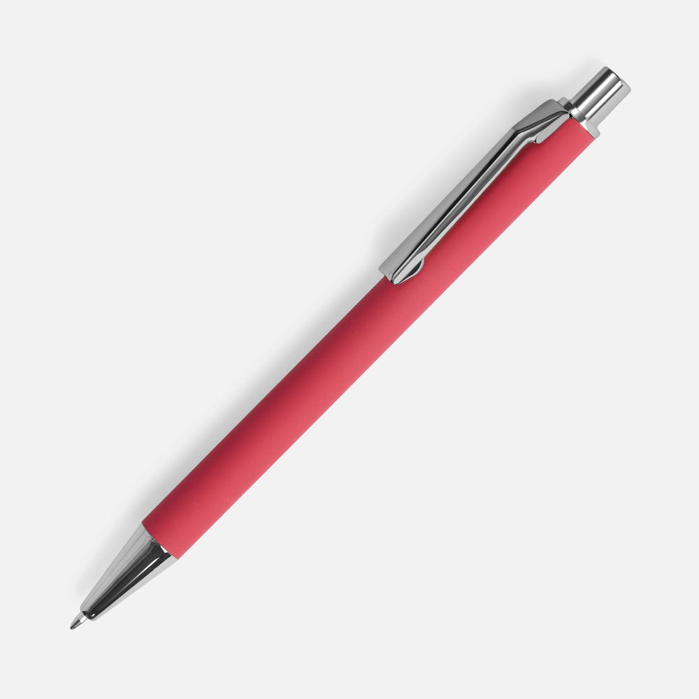Ручка шариковая Lobby Soft Touch Chrome, красная-0