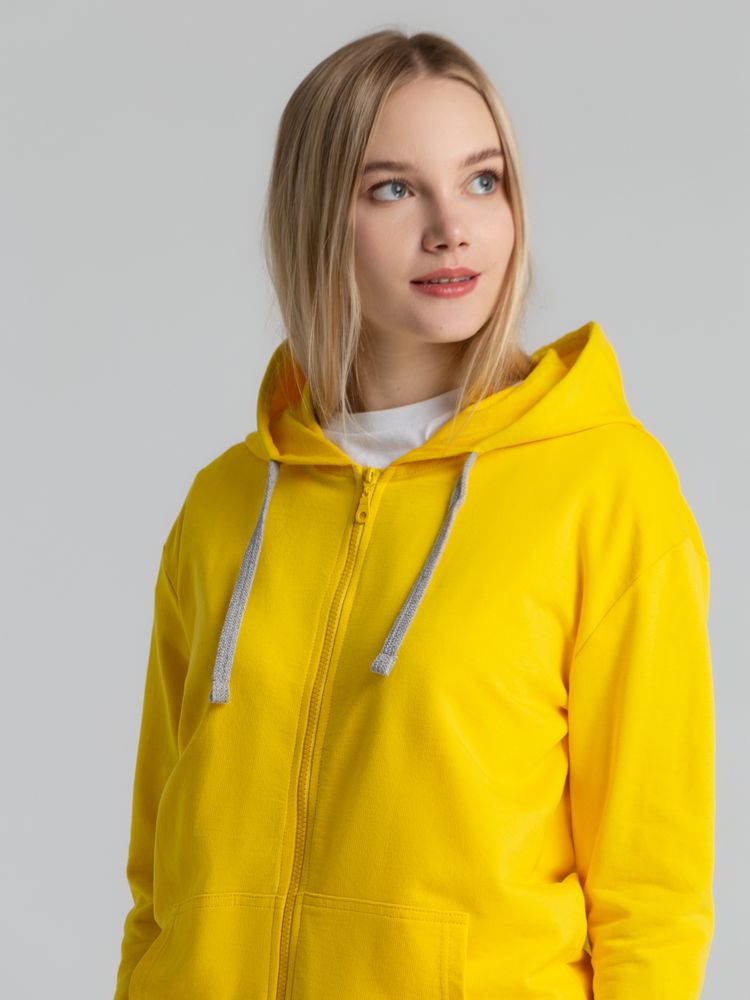 Толстовка на молнии с капюшоном Unit Siverga, желтая-3