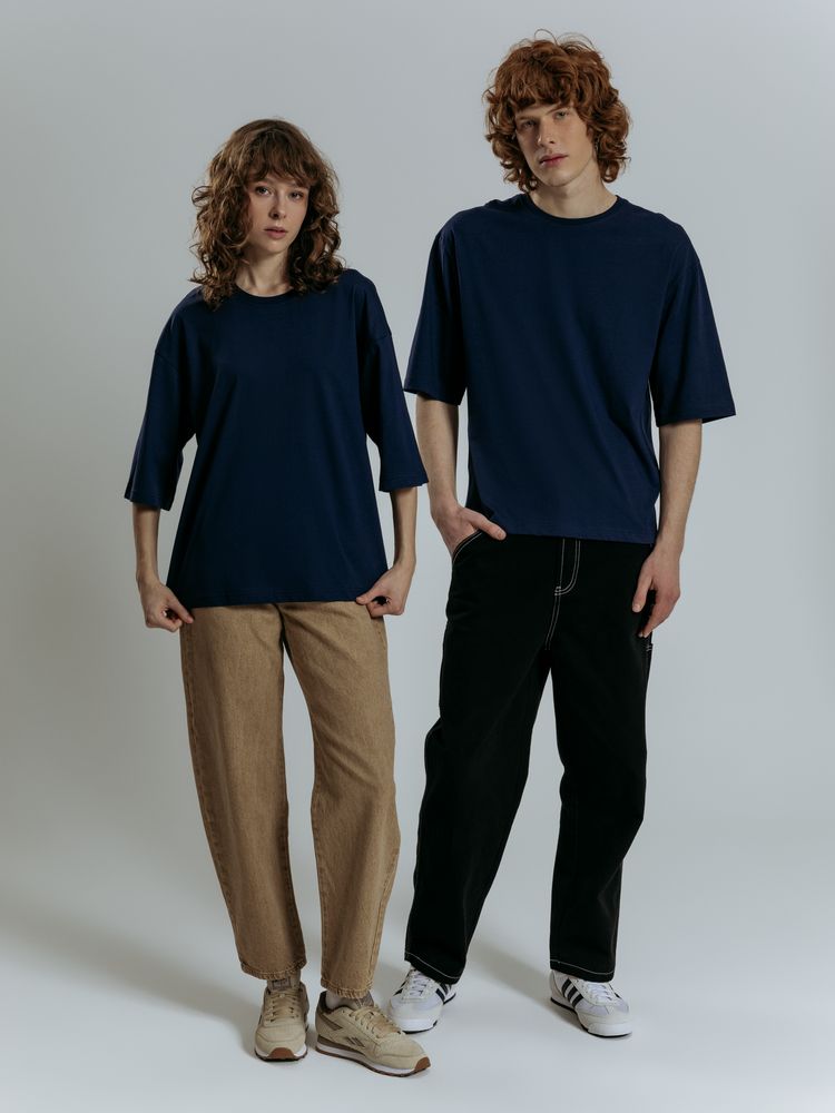 Футболка оверсайз унисекс Base Space, темно-синяя-7