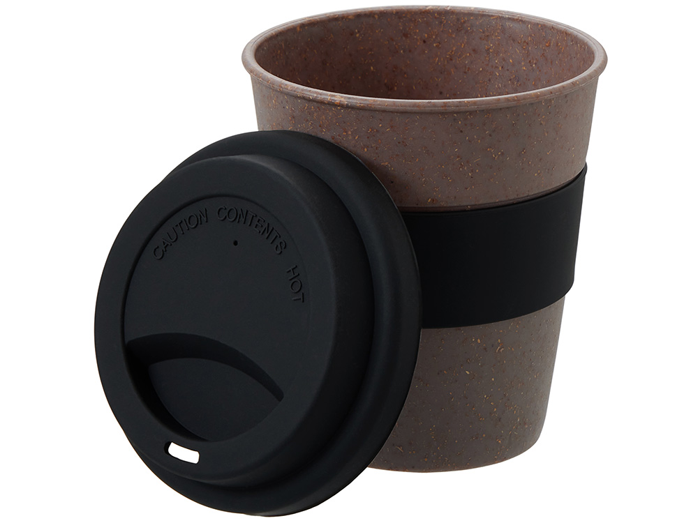 Стакан с силиконовой крышкой Cafe, черный-2