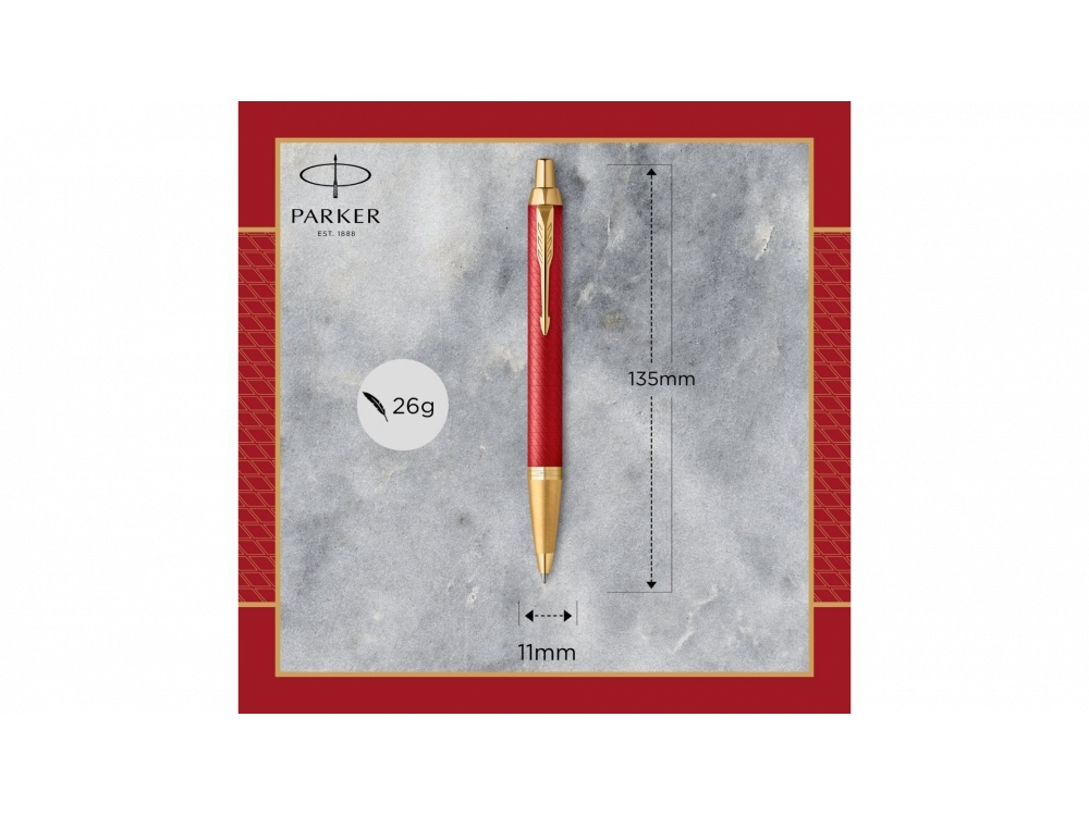 Шариковая ручка Parker IM Premium K318  Red GT, стержень: M, цвет чернил: blue, в подарочной упаковке.-3