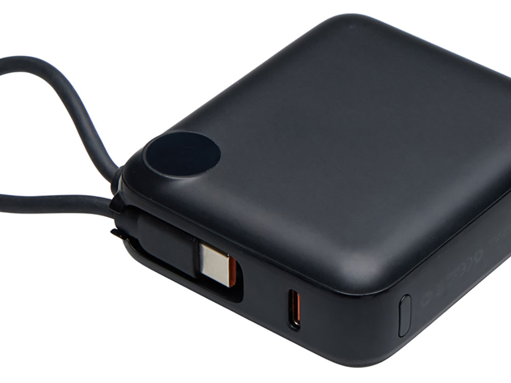 Внешний аккумулятор со встроенным кабелем Liri, QC/PD, 10000 мАч, черный-6