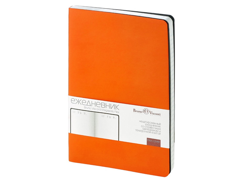 Ежедневник А5 недатированный Megapolis Velvet Flex, оранжевый-0