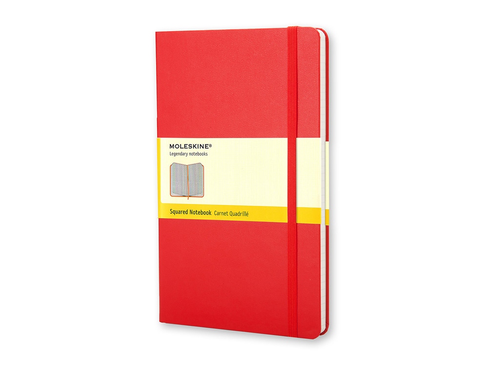 Записная книжка Moleskine Classic (в клетку) в твердой обложке, Large (13х21см), красный-0