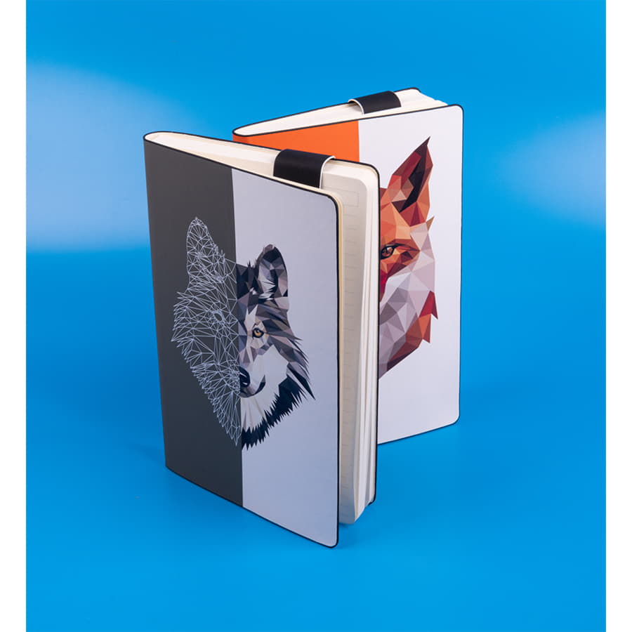 Бизнес-блокнот UNI, A5, бело-оранжевый, мягкая обложка, в линейку, черное ляссе, белый, оранжевый-5