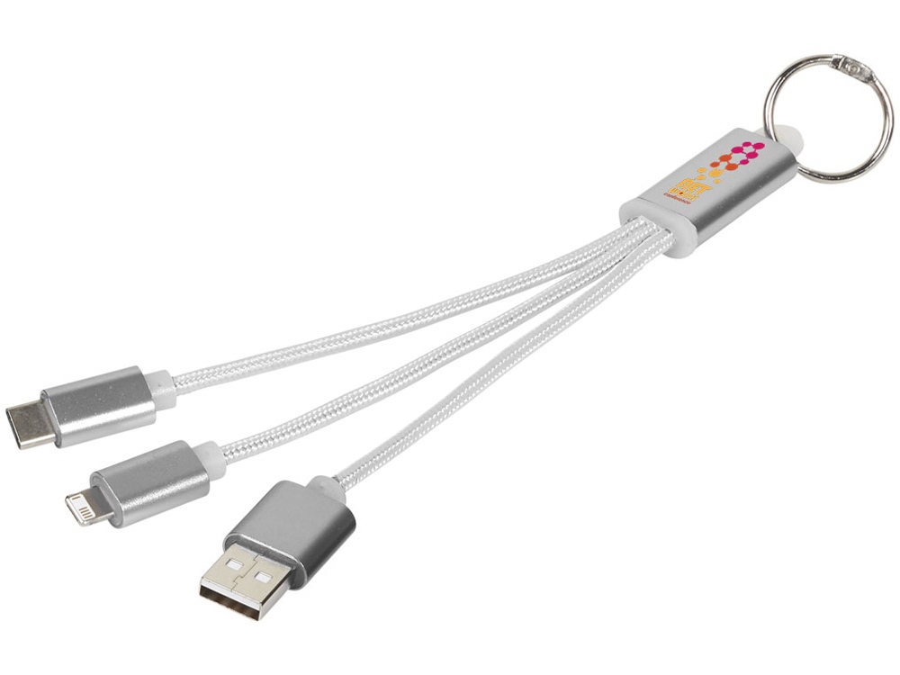 Кабель для зарядки Metal 3-в-1 с брелоком, серый-4