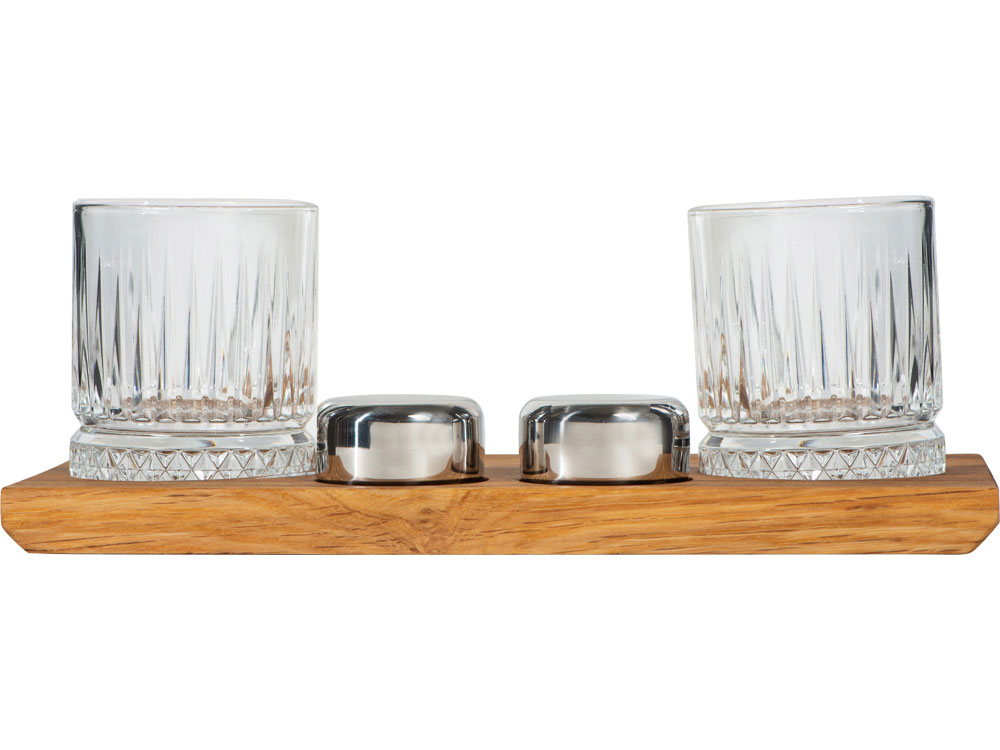 Набор для виски и коктейлей на подставке из дуба Savour-1