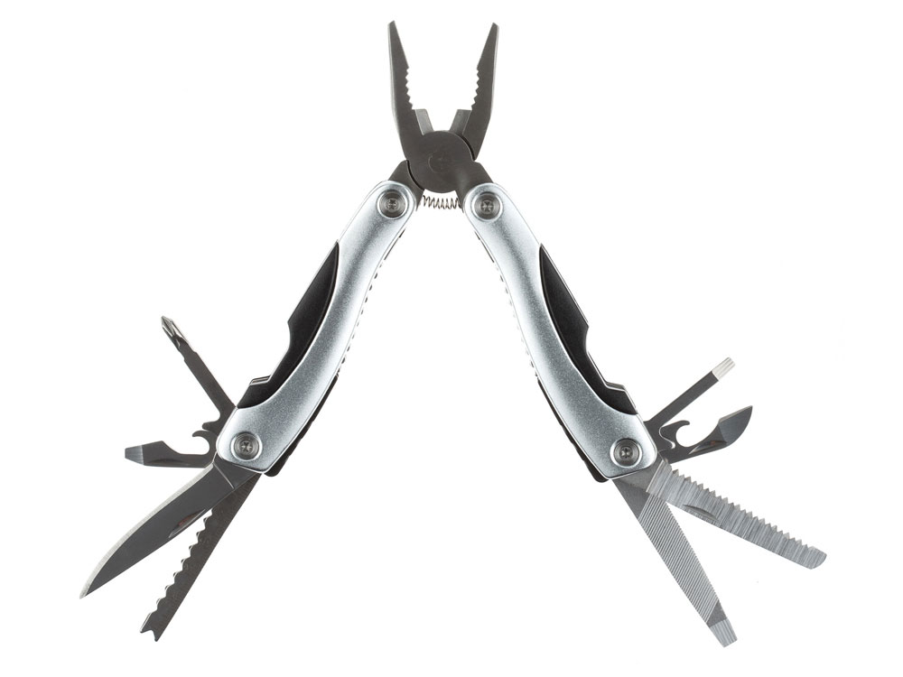 Мультитул Stinger, 100x50 мм, 15 функций, сталь/алюминий/пластик, серебристый, в нейлоновом чехле-2